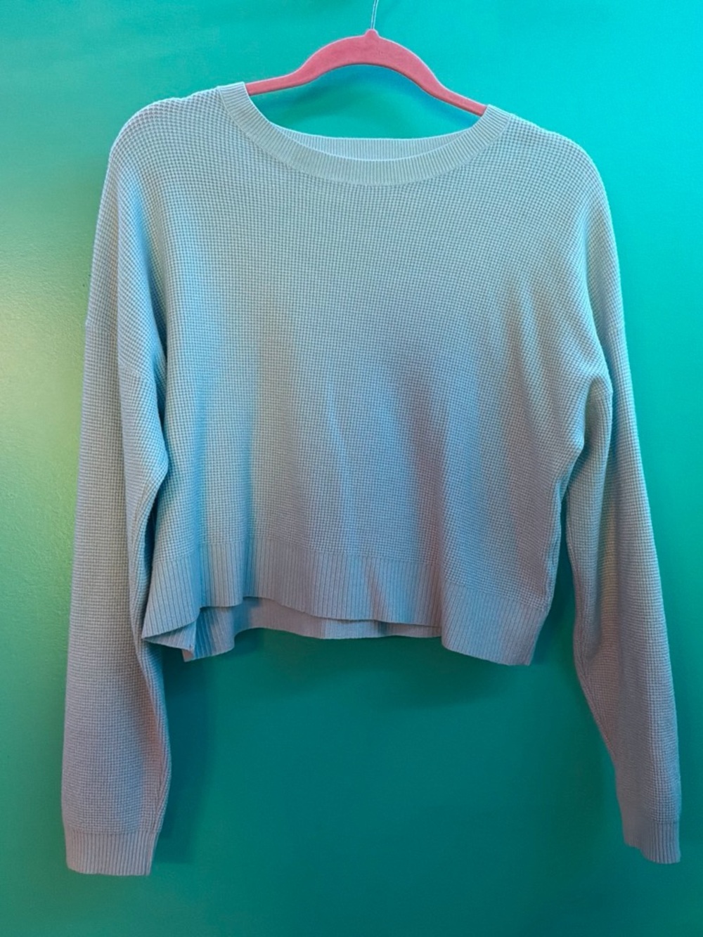 Cropped Crewneck Sweater in Light Blue